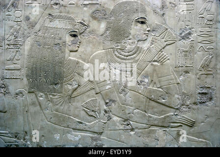 Luxor, Ägypten: Reliefs aus dem Grab des Ramose (TT55) XVIII ° dyn., aus adligen Gräbern in das Dorf von Scheich Abd el-Qurna. Stockfoto