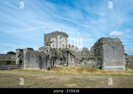 Portchester Castle, mittelalterliche Festung in Portsmouth Harbour, UK Stockfoto