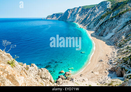 Am berühmten Platia Ammos Strand auf der Insel Kefalonia, Griechenland. Stockfoto