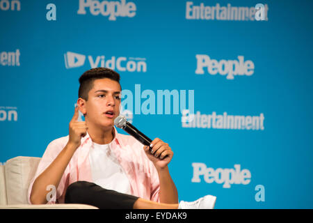 Anaheim, CA - Juni 23: Lohanthony (Anthony Quintal) beantwortet Fragen für die Zeitschrift "People" auf der VidCon 2015 im Anaheim Kloster Stockfoto