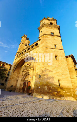 Die Kirche von San Andres. Elciego. Rioja Alavesa Wein Route. Alava. Baskisches Land. Spanien Stockfoto