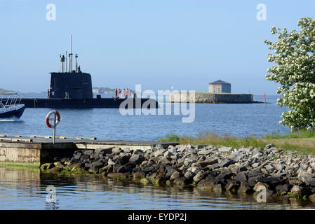 U-Boot und ehemaligen Marine Gründen auf Stumholmen in Karlskrona, ProvinceBlekinge, Schweden Stockfoto