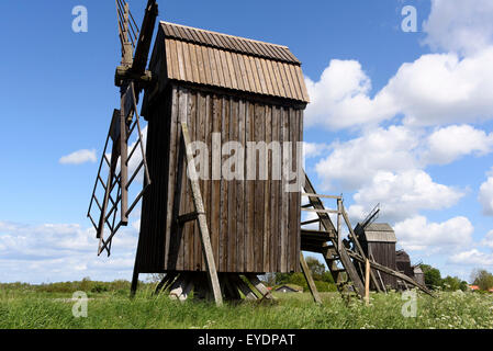 Mühlen von Lerkaka, Isle zu Posten, wenn Öland, Provinz Kalmar, Schweden Stockfoto