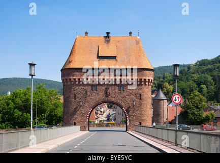 Brückentor Brücke Tor auf der Mainbrücke Miltenberg, Mainviereck, Unterfranken, Franken, Bayern, Deutschland Stockfoto