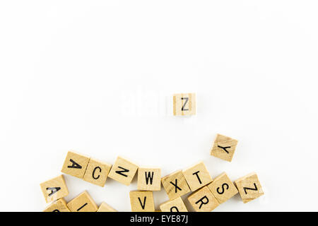 Hölzerne Alphabet Blöcke verwenden als Hintergrund isoliert Stockfoto