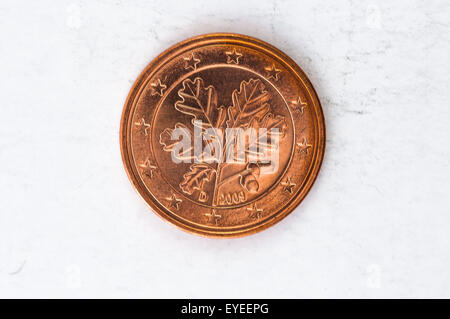 5 Euro-Cent-Münze mit deutschen Rückseite used-look Stockfoto