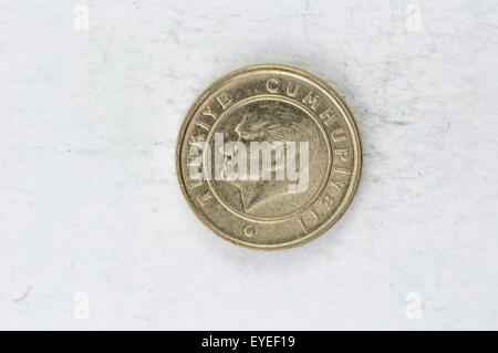 25 Türkei Kurus Münze Silber Alu used-look Stockfoto