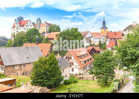 Stadt von Hohnstein in der sächsischen Schweiz, Deutschland. Stockfoto