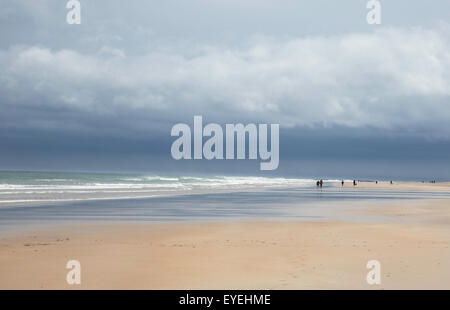 Menschen zu Fuß auf Bamburgh Buche, Northumberland Küste, England, UK Stockfoto