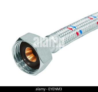 Schlauch-Adapter hohen Wasserdruck isoliert auf weißem Hintergrund. Stockfoto