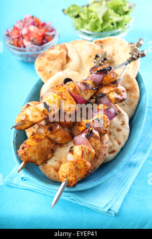 ASIAN CHICKEN TANDOORI KEBAB Stockfoto