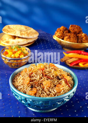 INDISCHE GARNELEN GARNELEN SEAFOOD BIRYANI Stockfoto