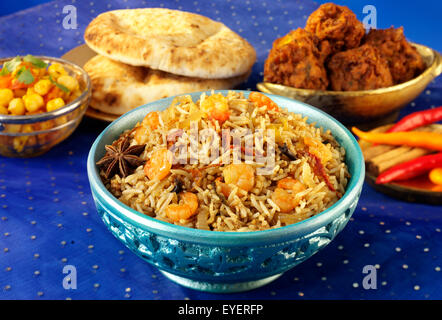 INDISCHE GARNELEN GARNELEN SEAFOOD BIRYANI Stockfoto