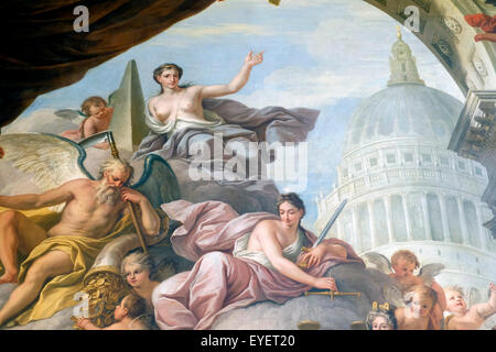 Eine Nahaufnahme der Westwand in der gemalten Hall, Greenwich Stockfoto