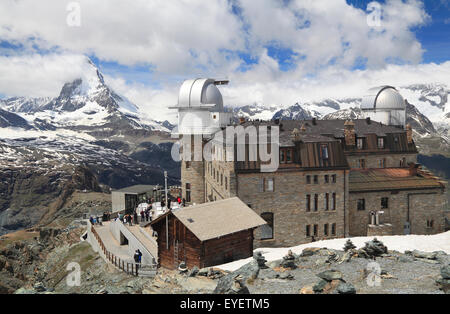 Panorama Matterhorn Gipfel vom Gornergrat Berg, Schweiz Stockfoto