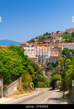 Sartène, Korsika, Frankreich. Antike Stadt vertikale Stadtbild Stockfoto