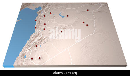 Nahen Osten, wie aus dem Weltraum gesehen. Syrien Karte und Städte Stockfoto