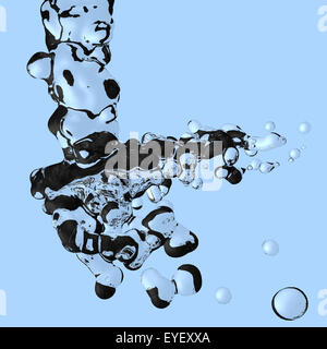 Spritzwasser isoliert auf blauem Hintergrund Stockfoto