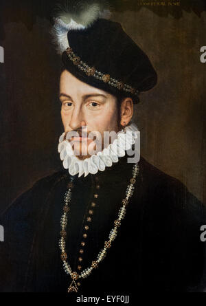 Porträt von Charles IX., König von Frankreich, nach Francois Clouet 12.07.2013 - Sammlung des 16. Jahrhunderts Stockfoto