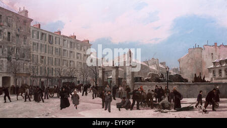 Baustelle zu brennen, Boulevard de Montparnasse (Januar 1871) 17.10.2013 - Sammlung des 19. Jahrhunderts Stockfoto