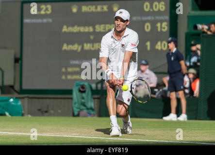 04.07.2015. die Wimbledon Tennis Championships 2015 statt in The All England Lawn Tennis and Croquet Club, London, England, UK. Stockfoto