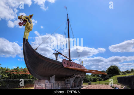 Viking Schiff Hugin, Pegwell Bay, Ramsgate, Kent, England, Vereinigtes Königreich Stockfoto