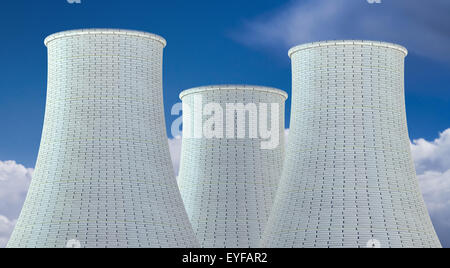 Nuclear Power Plant-Konzept, Turm drei Kühlung Stockfoto