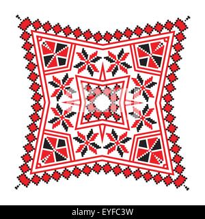 Ethnischen Ornamente Mandala geometrische Muster in den Farben rot und schwarz auf weißem Hintergrund. Vektor-Illustration. Stock Vektor