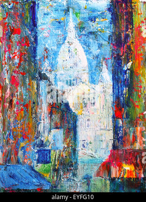 Montmartre-Straße in Paris, Frankreich von Acryl gemalt Stockfoto