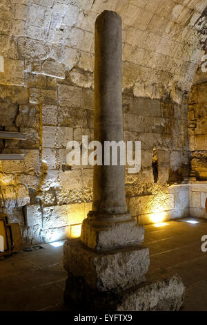 Säule aus der byzantinischen Periode am Hasmonean Halle in der westlichen Wand Tunnel unter den muslimischen Viertel in der Altstadt von Jerusalem Israel Stockfoto