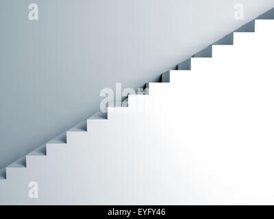 Treppen auf die Wand, abstrakte Architektur, innen 3D-Hintergrund, digitale Grafik illustration Stockfoto