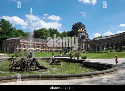 Wasserspiele, Park und neues Schloß, Eremitage, Bayreuth, Upper Franconia, Bayern, Deutschland Stockfoto