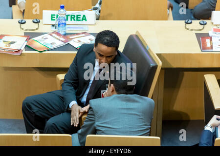 Addis Abeba, Äthiopien. 28. Juli 2015. Hohen Niveau Delegierter des Eritrea wartet auf die Ankunft von Präsident Obama am 28. Juli 2015, im AU Conference Centre in Addis Abeba, Äthiopien. Bildnachweis: Dereje Belachew/Alamy Live-Nachrichten Stockfoto