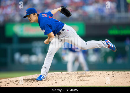 Washington, DC, USA. 5. Juni 2015. Tsuyoshi Wada (jungen) MLB: Tsuyoshi Wada der Chicago Cubs Stellplätze während der Major League Baseball Spiel gegen die Washington Nationals am Nationals Park in Washington, DC, Vereinigte Staaten von Amerika. © Thomas Anderson/AFLO/Alamy Live-Nachrichten Stockfoto