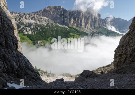 Italien Dolomiten Puez MTS von Setus Tal Sellagruppe Fußweg zur Pisciadù Hütte 666 trail Stockfoto