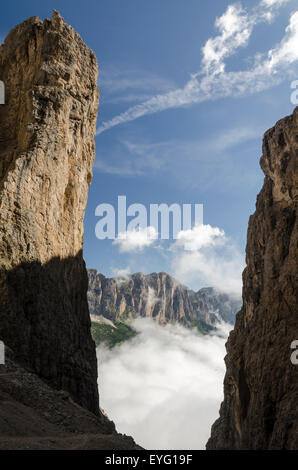 Italien Dolomiten Puez und Cir MTS von Setus Tal Sellagruppe Fußweg Pisciadù Hütte 666 Trail Stockfoto