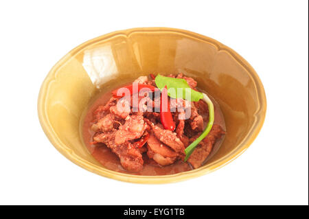 Curry-Spisy mit Schweinefleisch, Isolaed auf weißem Hintergrund Stockfoto