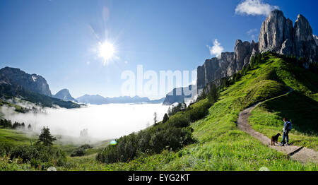 Italien Dolomiten Sella MTS von Gardena Pass Grödner Joch Fußweg Pisciadù Hütte 666 Trail Stockfoto