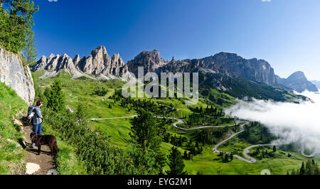 Italien Dolomiten Sella MTS. Cir und Pass Puez Gruppe von Gardena Pass Grdner Joch Fußweg Pisciad Hütte 666 Trail Stockfoto