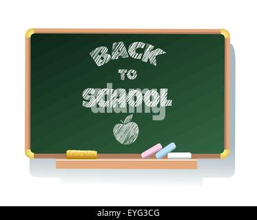 Klasse-Tafel mit Buchstaben zurück zu Schule und Zeichen von Apple. Stock Vektor