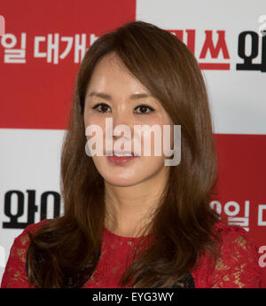 Uhm Jung-Hwa, 28. Juli 2015: südkoreanische Schauspielerin und Sängerin Uhm Jung-Hwa nimmt an einem Presse-Event zur Förderung ihres neuen Films "Miss Frau" in Seoul, Südkorea. © Lee Jae-Won/AFLO/Alamy Live-Nachrichten Stockfoto