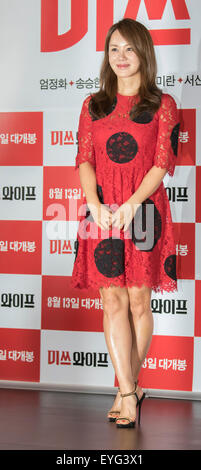 Uhm Jung-Hwa, 28. Juli 2015: südkoreanische Schauspielerin und Sängerin Uhm Jung-Hwa stellt bei einem Presse-Event zur Förderung ihres neuen Films "Miss Frau" in Seoul, Südkorea. © Lee Jae-Won/AFLO/Alamy Live-Nachrichten Stockfoto