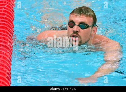 Kazan, Russland. 29. Juli 2015. Paul Biedermann Deutschlands reagiert während des Trainings der 16. FINA Swimming World Championships in Kasan Arena in Kasan, 29. Juli 2015. Foto: Martin Schutt/Dpa/Alamy Live News Stockfoto