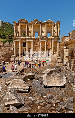 Die Bibliothek des Celsus in der antiken griechischen/römischen Reiches Ephesus in der Nähe von Selcuk, Kusadasi, Türkei. Stockfoto