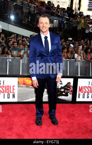 Simon Pegg Teilnahme an der "Mission Impossible: Rogue Nation" New Yorker Premiere bei Duffy Square am Times Square am 27. Juli 2015 in New York City/Picture Alliance Stockfoto