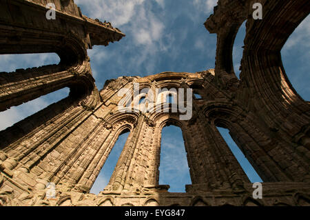 Frühen Wintermorgen in den Ruinen von Whitby Abbey, North Yorkshire England UK Stockfoto