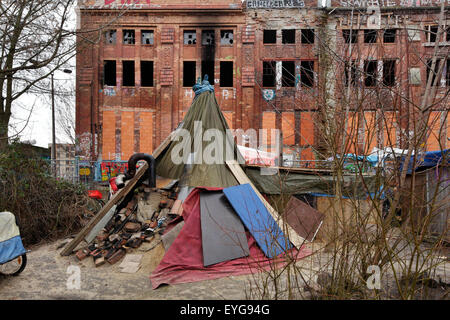 Berlin, Deutschland, Zeltdorf Tipi-Land an der Spree in Berlin-Mitte Stockfoto