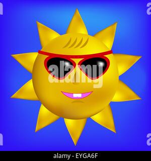 Sonne mit Sonnenbrille Symbol Stock Vektor