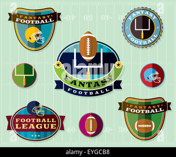 Eine Reihe von amerikanischen Fantasy Football Embleme und Abzeichen Illustration. Stockfoto