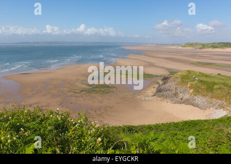 Broughton Bucht der Halbinsel Gower South Wales UK in der Nähe von Rhossili Strand in den Bristolkanal Stockfoto